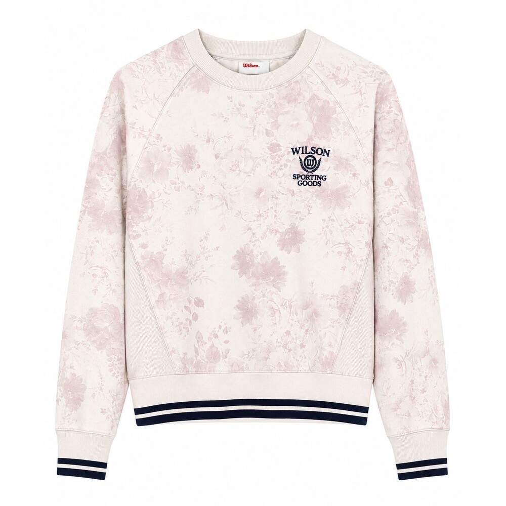 Wilson Women’s Floral Crewneck Sweatshirt Cream Pink Athleisure Size M WOMAN